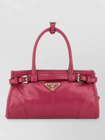 Prada Leather Mini Bonnie Shoulder Bag Top Handles In Pink