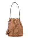 Prada Leather Mini Bucket Bag In Brown
