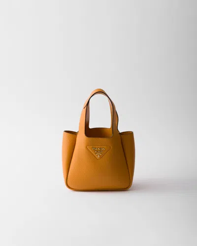 Prada Leather Mini Handbag In Amber