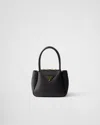 Prada Mini Leather Top-handle Bag In Black