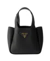 Prada Mini Leather Top-handle Bag In Black