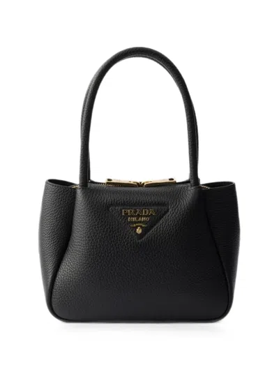 Prada Leather Mini Handbag In Black