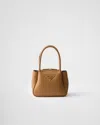 Prada Mini Leather Top-handle Bag In Caramel