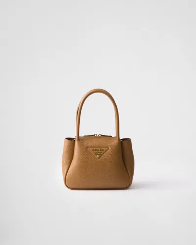 Prada Leather Mini Handbag In Caramel