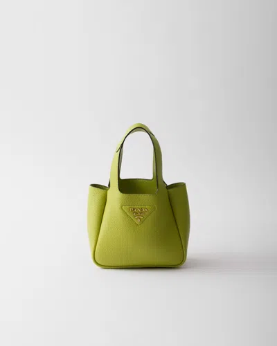 Prada Leather Mini Handbag In Lawn Green
