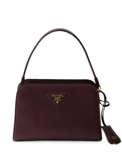 Prada Leather Mini Handbag In Burgundy