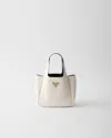 Prada Leather Mini Handbag In White/black