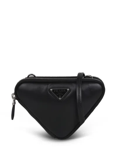 Prada Leather Mini Pouch Bag In Black