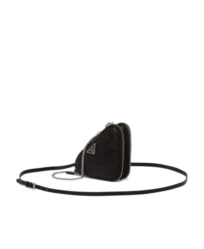 Prada Leather Mini Pouch Bag In Black