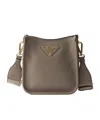 Prada Leather Mini Shoulder Bag In Clay Ash