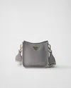 Prada Mini Daino Soft Leather Hobo Crossbody Bag In Granitgrau