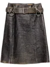 Prada Pencil Leather Skirt In Black