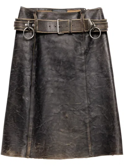 PRADA LEATHER MINI SKIRT