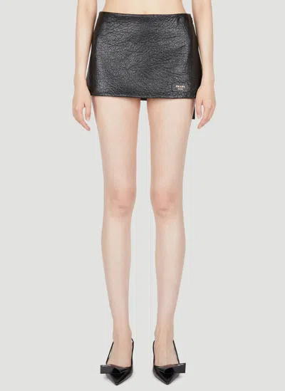 Prada Leather Mini Skirt In Black