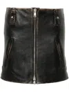 Prada Leather Mini Skirt In Black