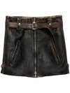 Prada Leather Mini Skirt In Black