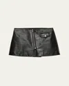 Prada Leather Mini Skirt In F0002 Nero