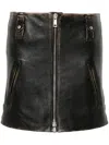 Prada Leather Mini Skirt In Schwarz