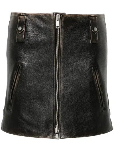 PRADA LEATHER MINI SKIRT