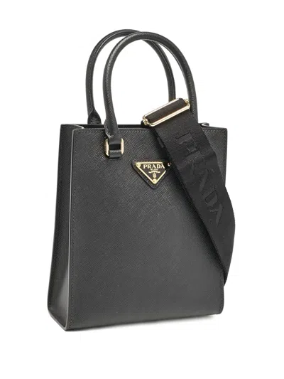 Pre-owned Prada Leather Mini Tote Bag In Black