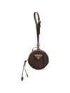 Prada Leather Mini-pouch In Brown