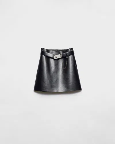 Prada Leather Miniskirt In Black