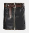 Prada Leather Miniskirt In Black