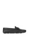 Prada Leather Moccasin With Logo In Nero