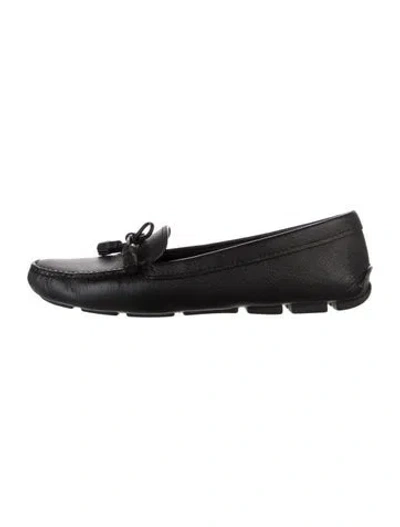 Pre-owned Prada Leather Moccasins In Black