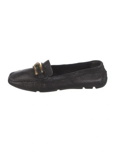Pre-owned Prada Leather Moccasins In Black