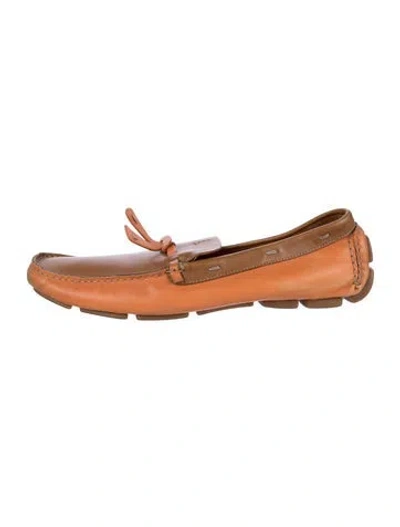 Pre-owned Prada Leather Moccasins In Orange