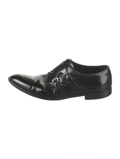 Pre-owned Prada Leather Monk Straps In Black