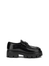 Prada Leather Monolith Loafers In Black