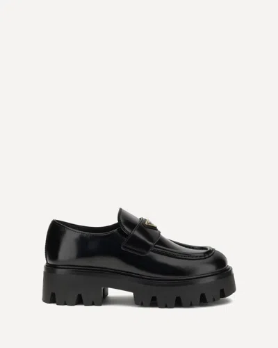 Prada Leather Monolith Loafers In Black