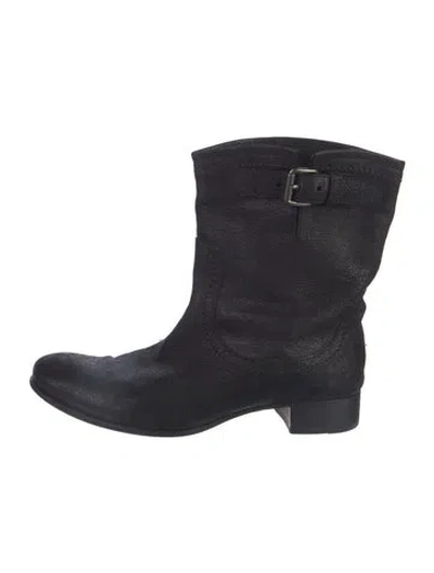 Pre-owned Prada Leather Moto Boots In Black