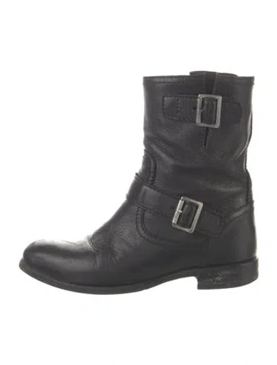 Pre-owned Prada Leather Moto Boots In Black
