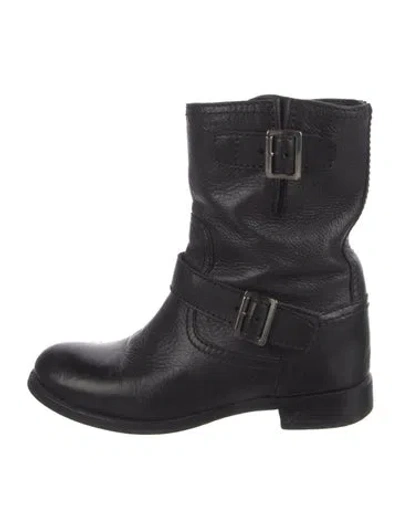 Pre-owned Prada Leather Moto Boots In Black