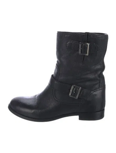 Pre-owned Prada Leather Moto Boots In Black