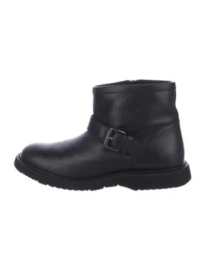 Pre-owned Prada Leather Moto Boots In Black