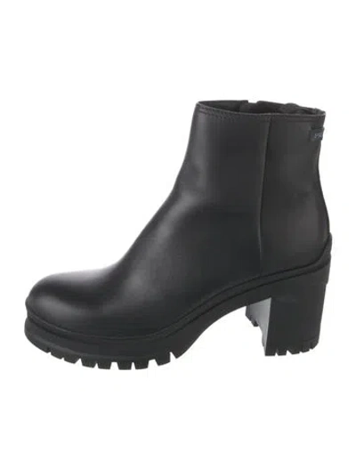Pre-owned Prada Leather Moto Boots In Black