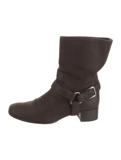 Pre-owned Prada Leather Moto Boots In Brown