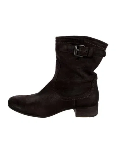 Pre-owned Prada Leather Moto Boots In Brown