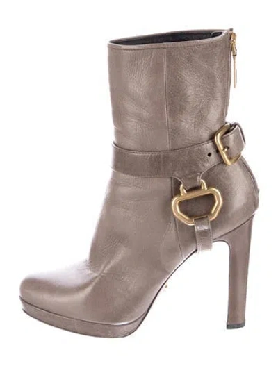 Pre-owned Prada Leather Moto Boots In Multi