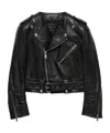 Prada Leather Motorcycle Jacket In Black