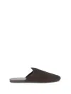 Prada Fur Leather Mules In Brown