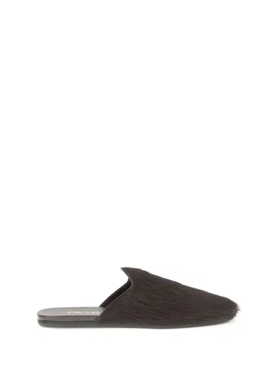 Prada Leather Mules In Brown