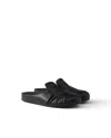 Prada Leather Mules In Black
