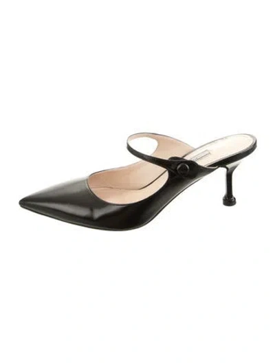Pre-owned Prada Leather Mules In Black