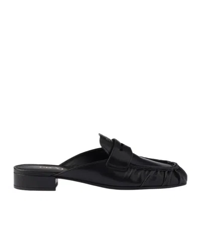 Prada Leather Mules In Yellow