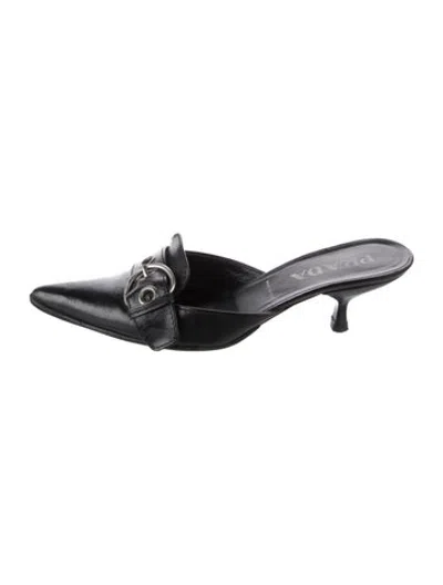 Pre-owned Prada Leather Mules In Black